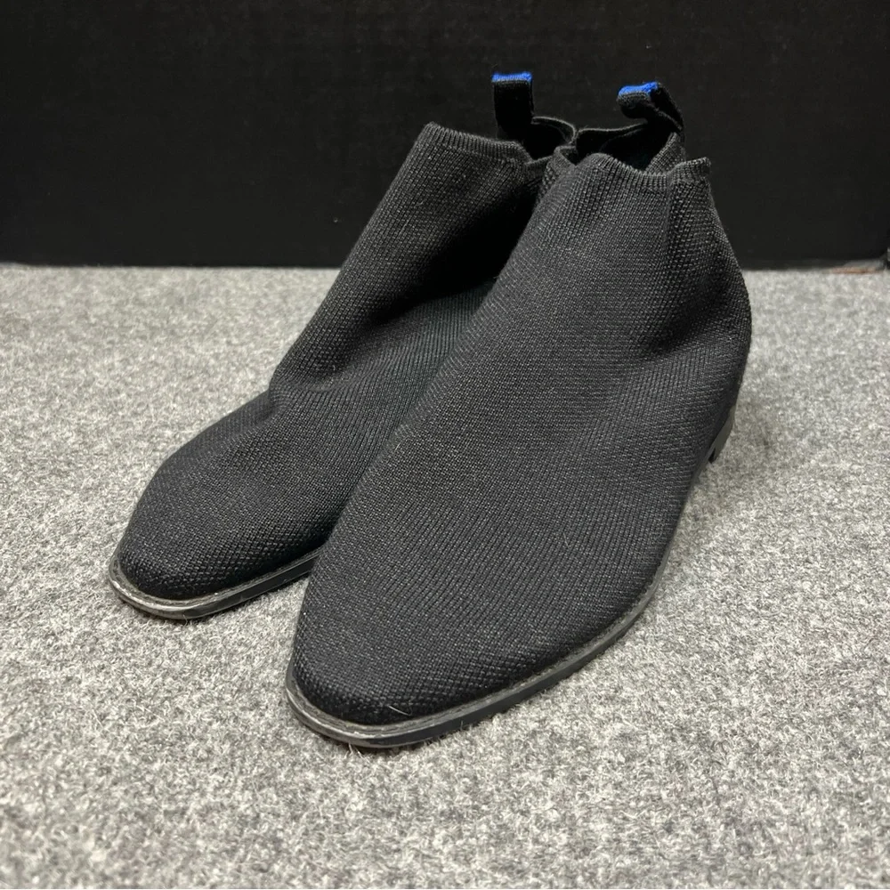 Rothy’s Merino Ankle Chelsea Flat Boots Onyx Black Women 8 Comfort Sistainable